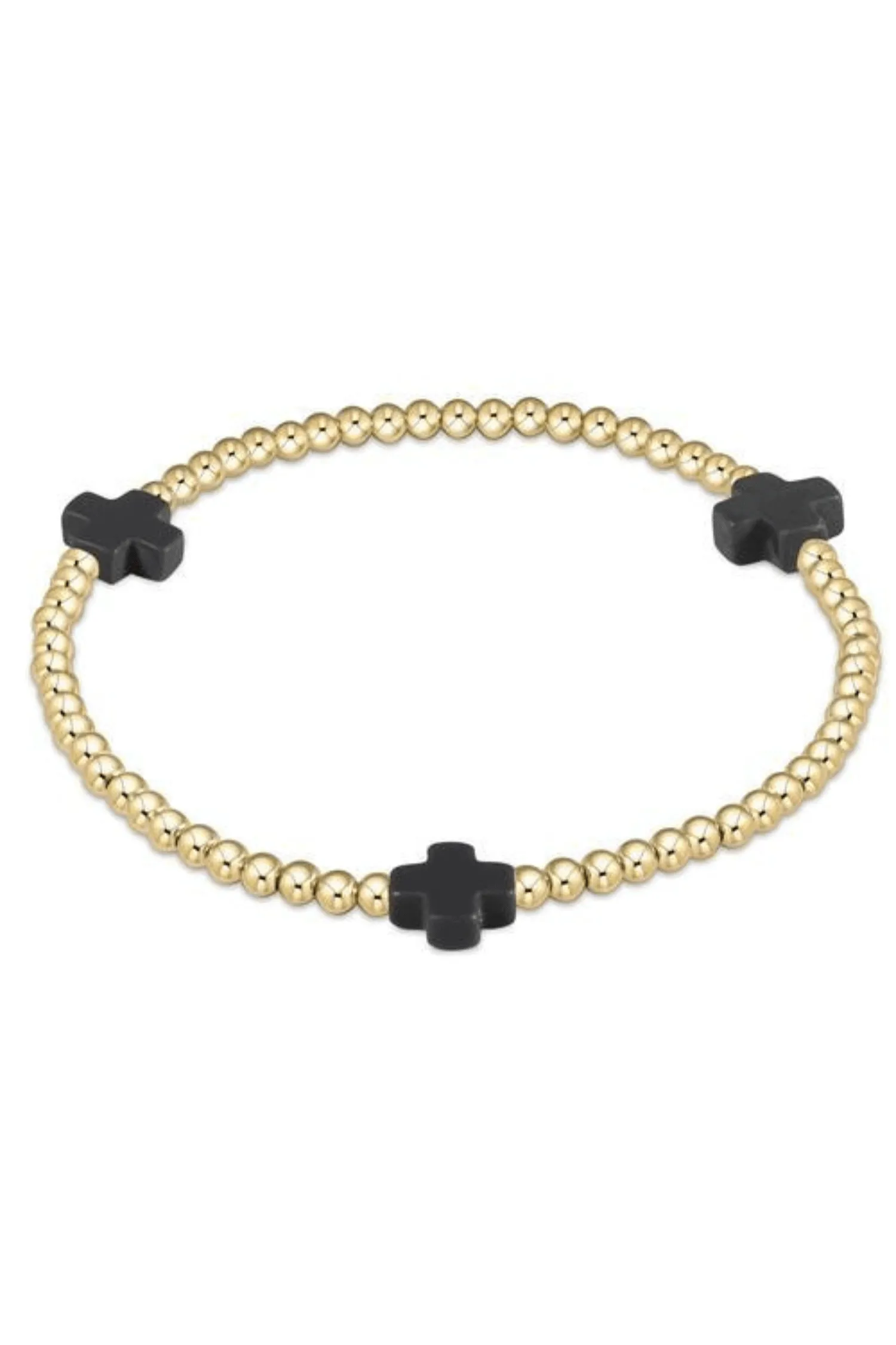 Enewton Signature Cross Gold Pattern 3mm Bead Bracelet