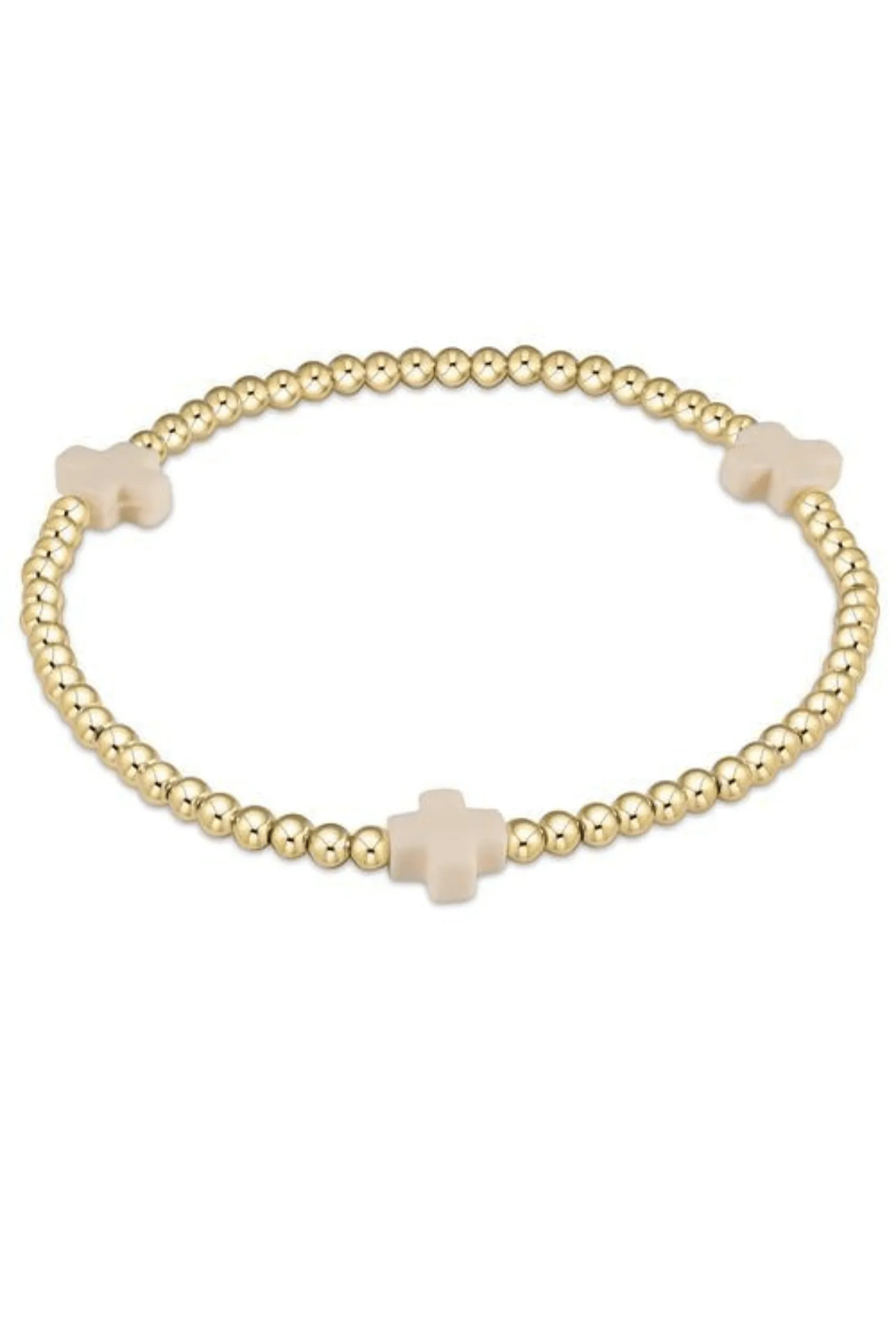 Enewton Signature Cross Gold Pattern 3mm Bead Bracelet