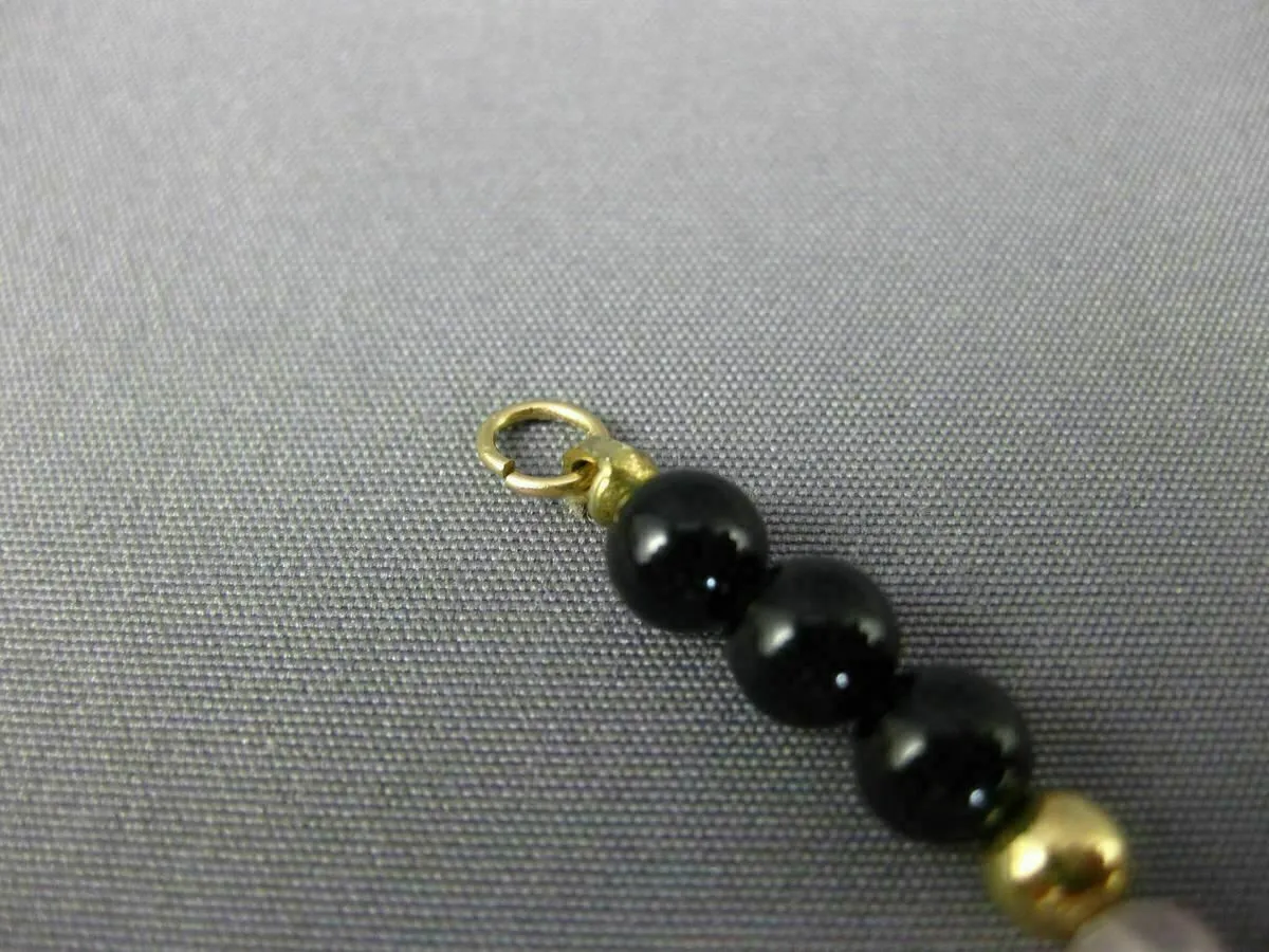 ESTATE AAA BLACK ONYX 14KT YELLOW GOLD 3D HANDCRAFTED BEAD BRACELET #25134