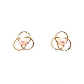 Estate Pearl Swirl Earrings in 14K Yellow Gold