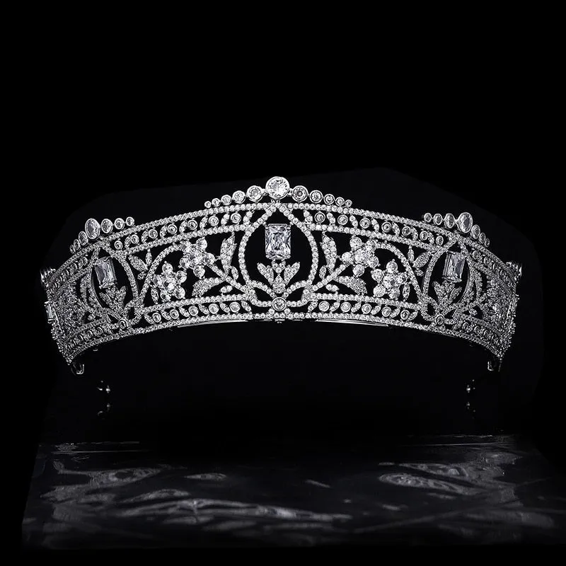 European Royal Queen's Crown Crystal Tiara Bridal Zircon Accessories Evening Hair Headdress Jewelry Wedding Anniversary Gift CH10431