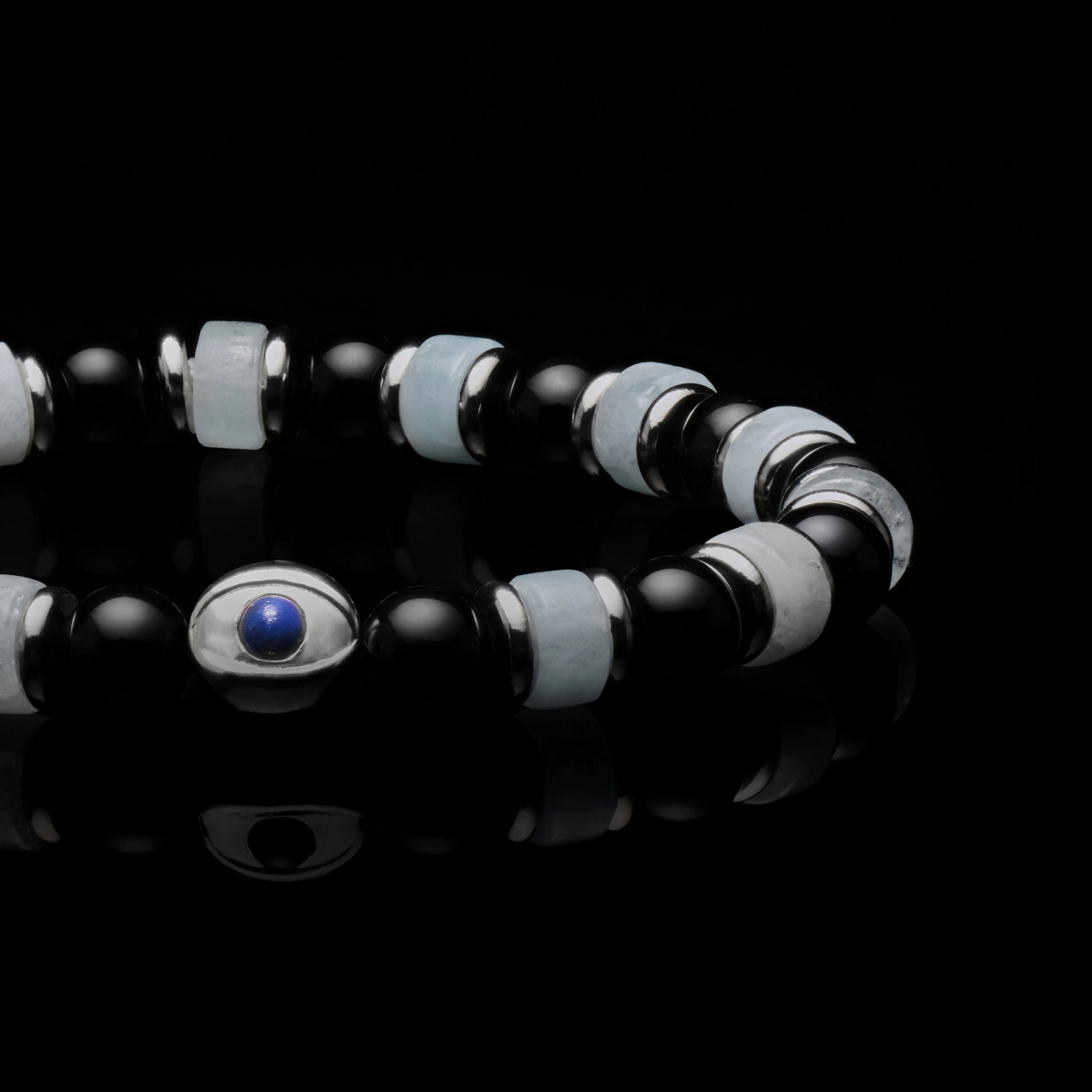 Evil Eye Rutilated Quartz Beaded Bracelet