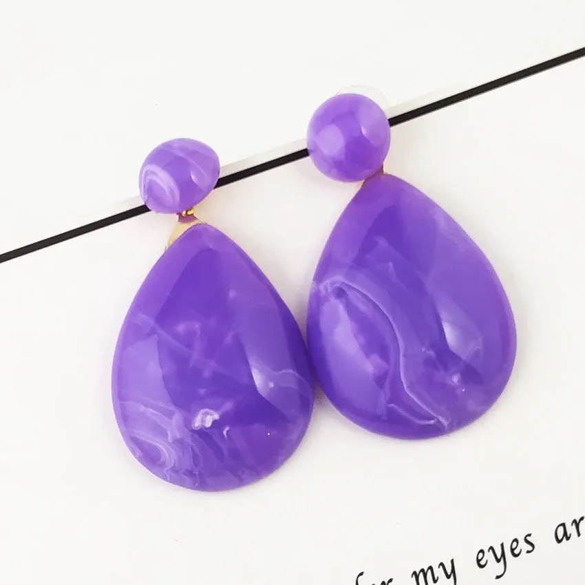 Exaggerated Resin Drop Gemstone  Earrings Female Fashion Bohemia