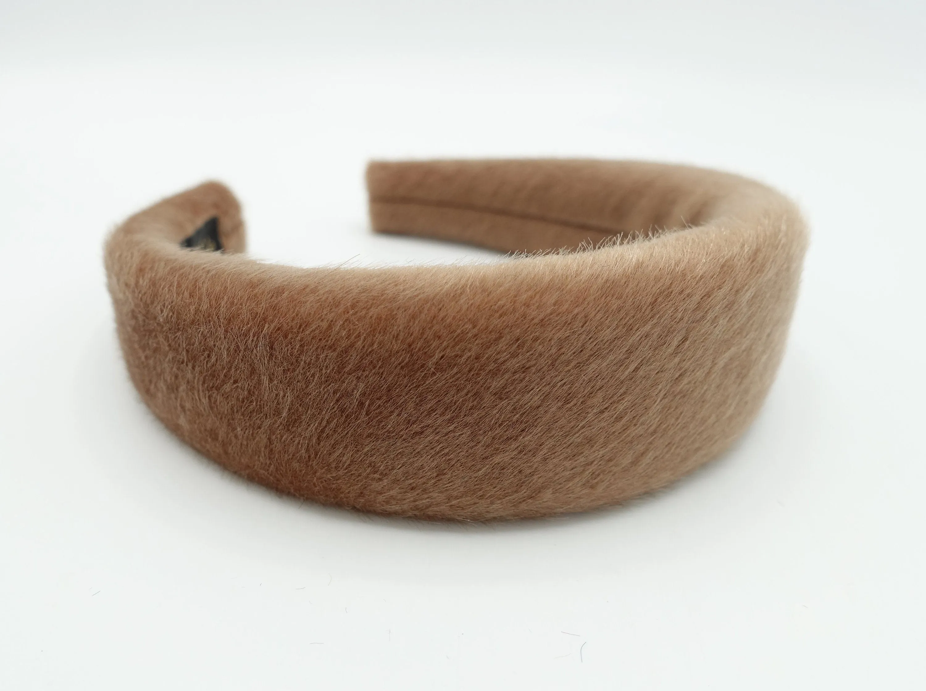 fabric fur headband padded imitated calf fur leather hairband Fall Winter hair accessory for women