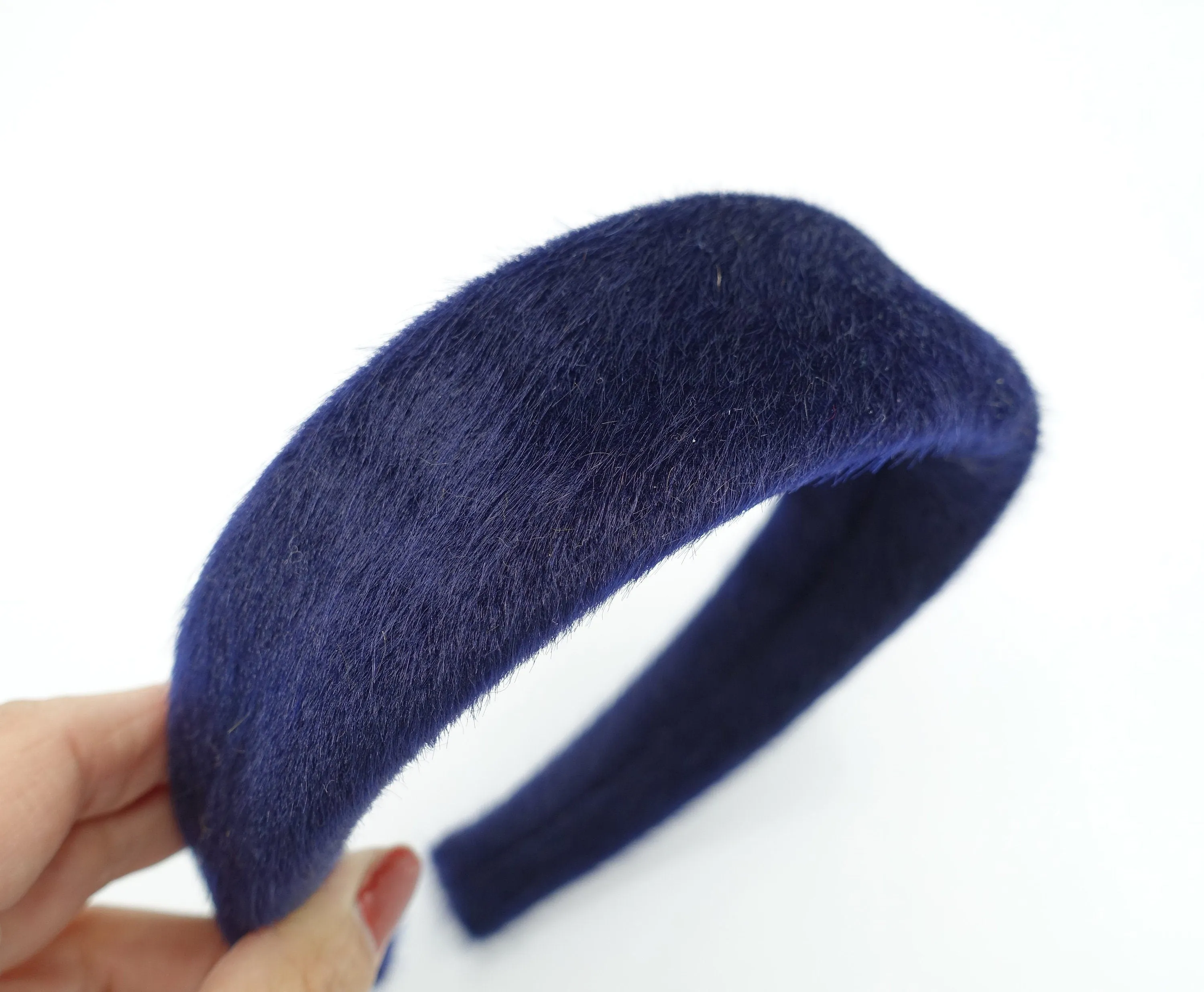 fabric fur headband padded imitated calf fur leather hairband Fall Winter hair accessory for women