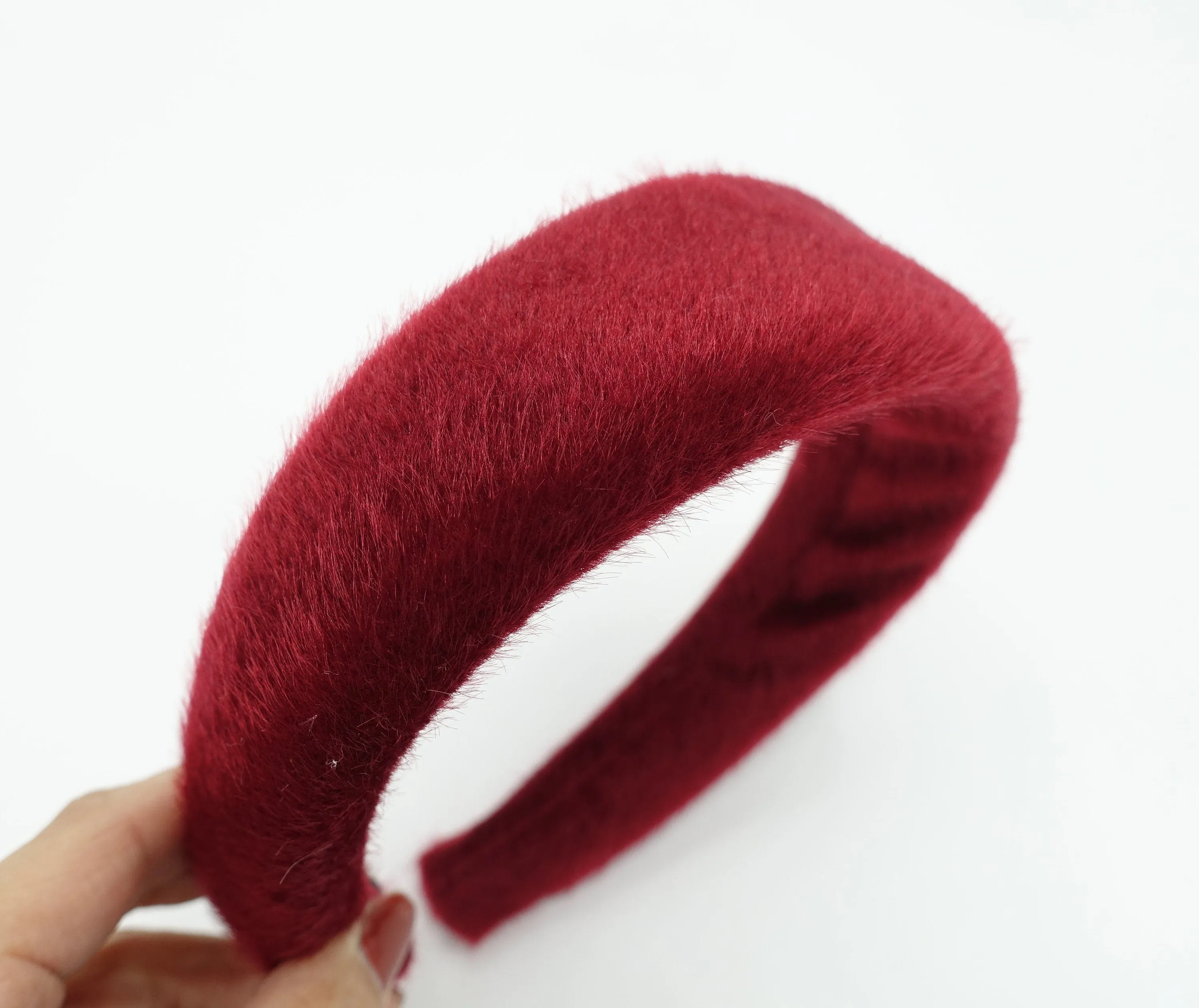 fabric fur headband padded imitated calf fur leather hairband Fall Winter hair accessory for women