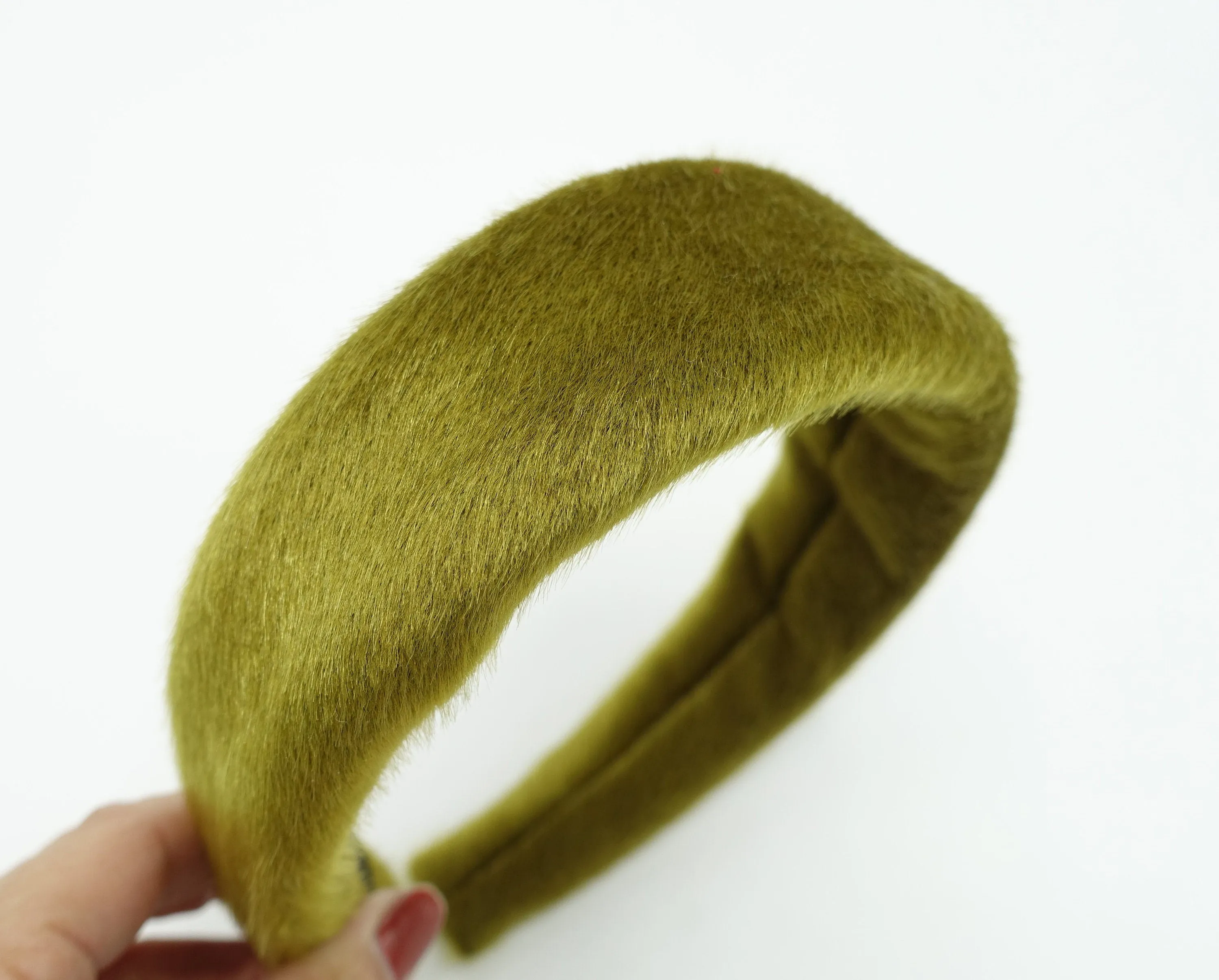 fabric fur headband padded imitated calf fur leather hairband Fall Winter hair accessory for women