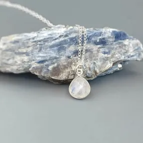 Facetted Dainty Moonstone Necklace Sterling Silver