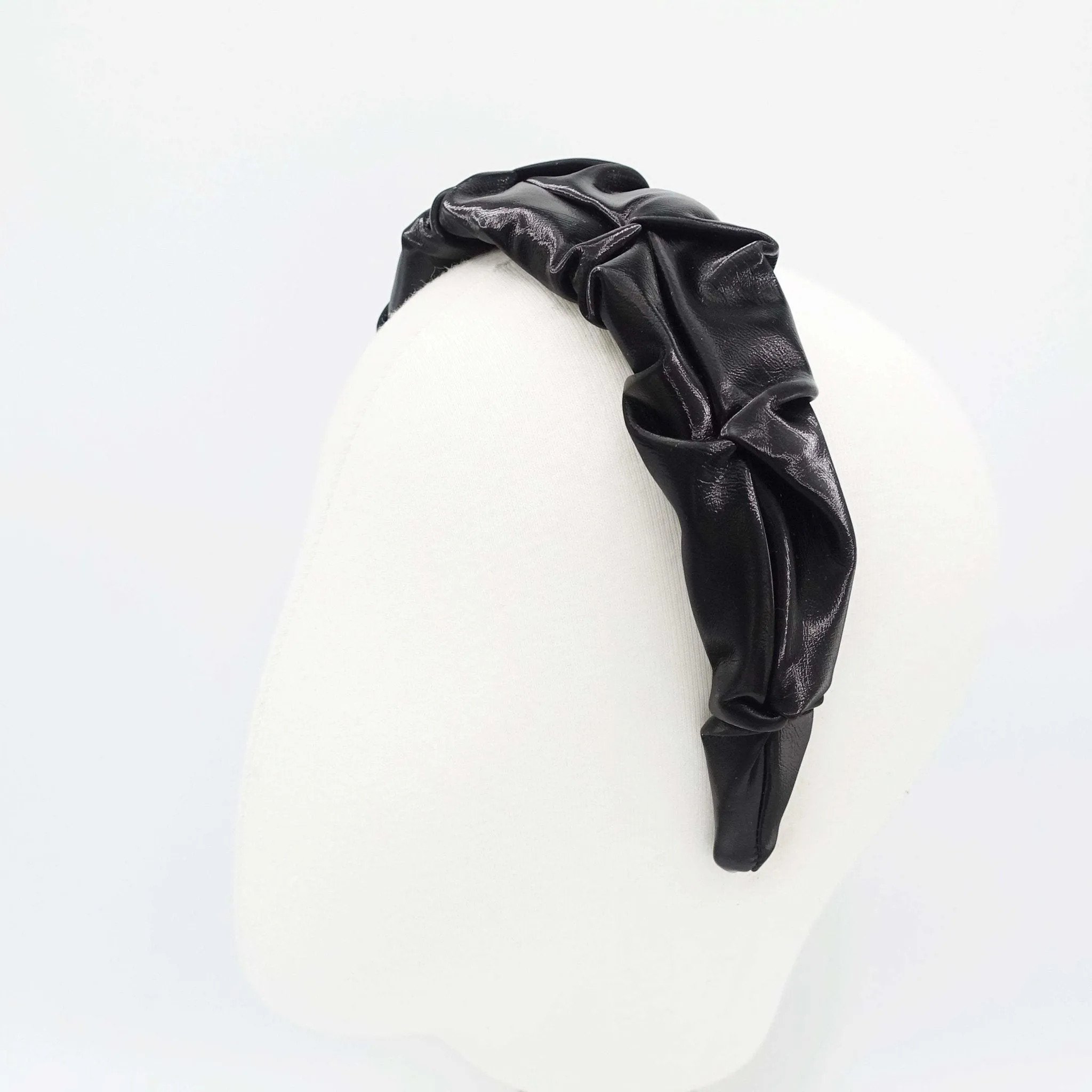 faux leather pleat twist headband hair accessory for women