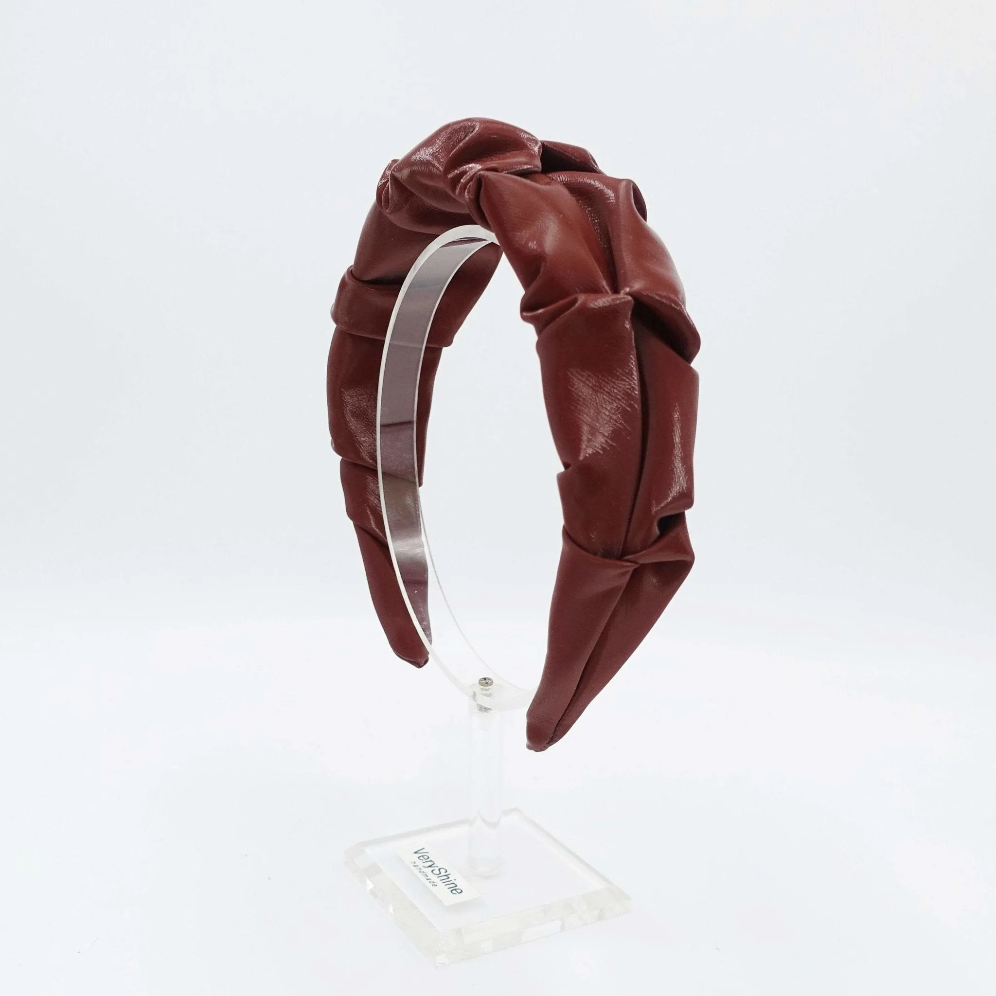 faux leather pleat twist headband hair accessory for women