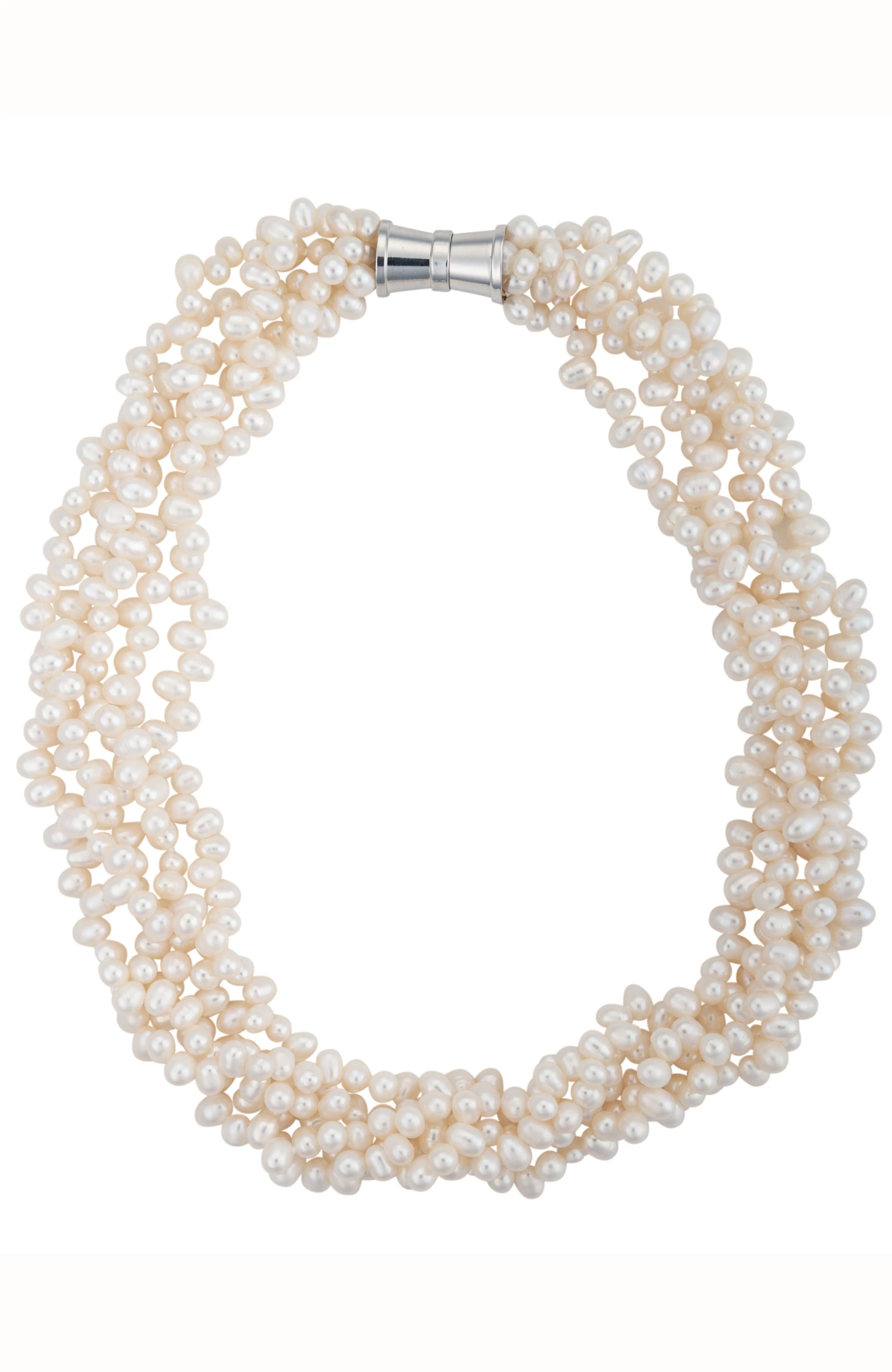 Five-strand white pearl necklace