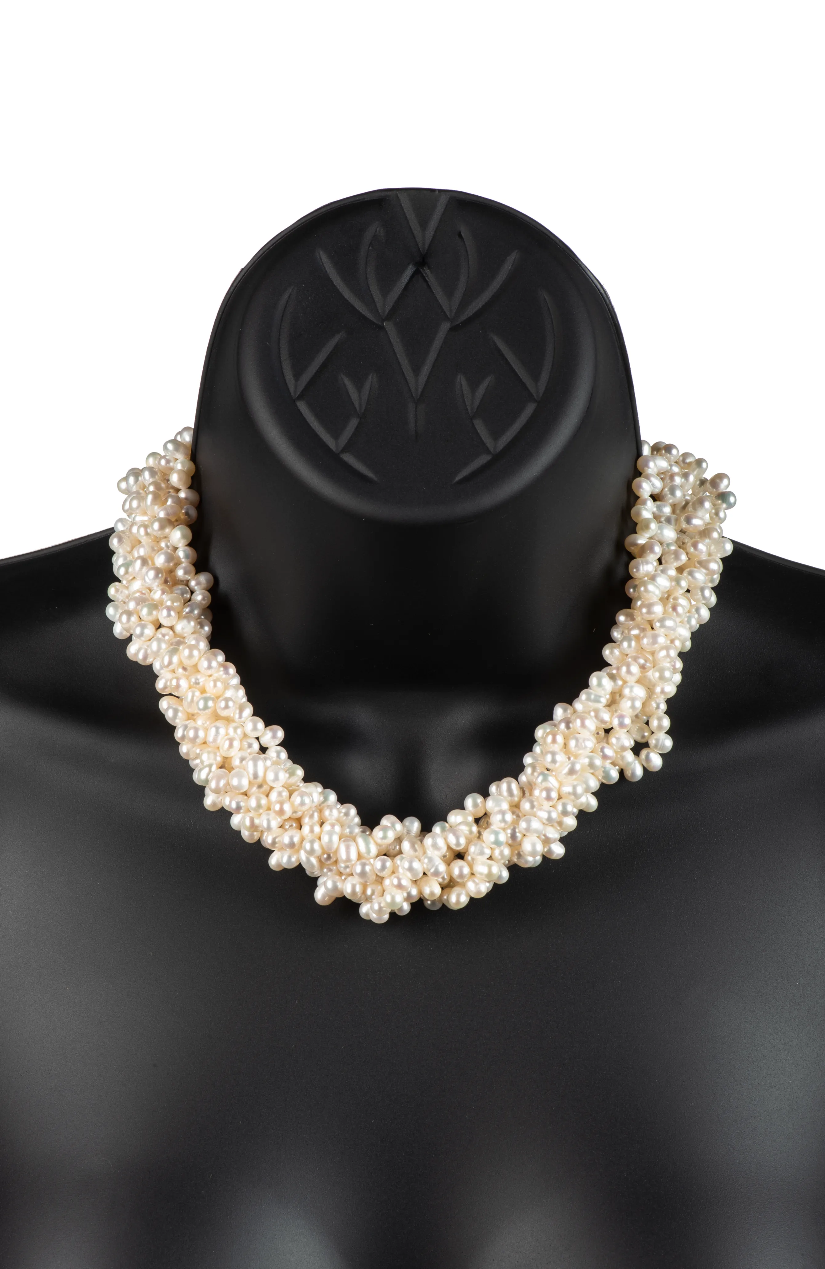 Five-strand white pearl necklace