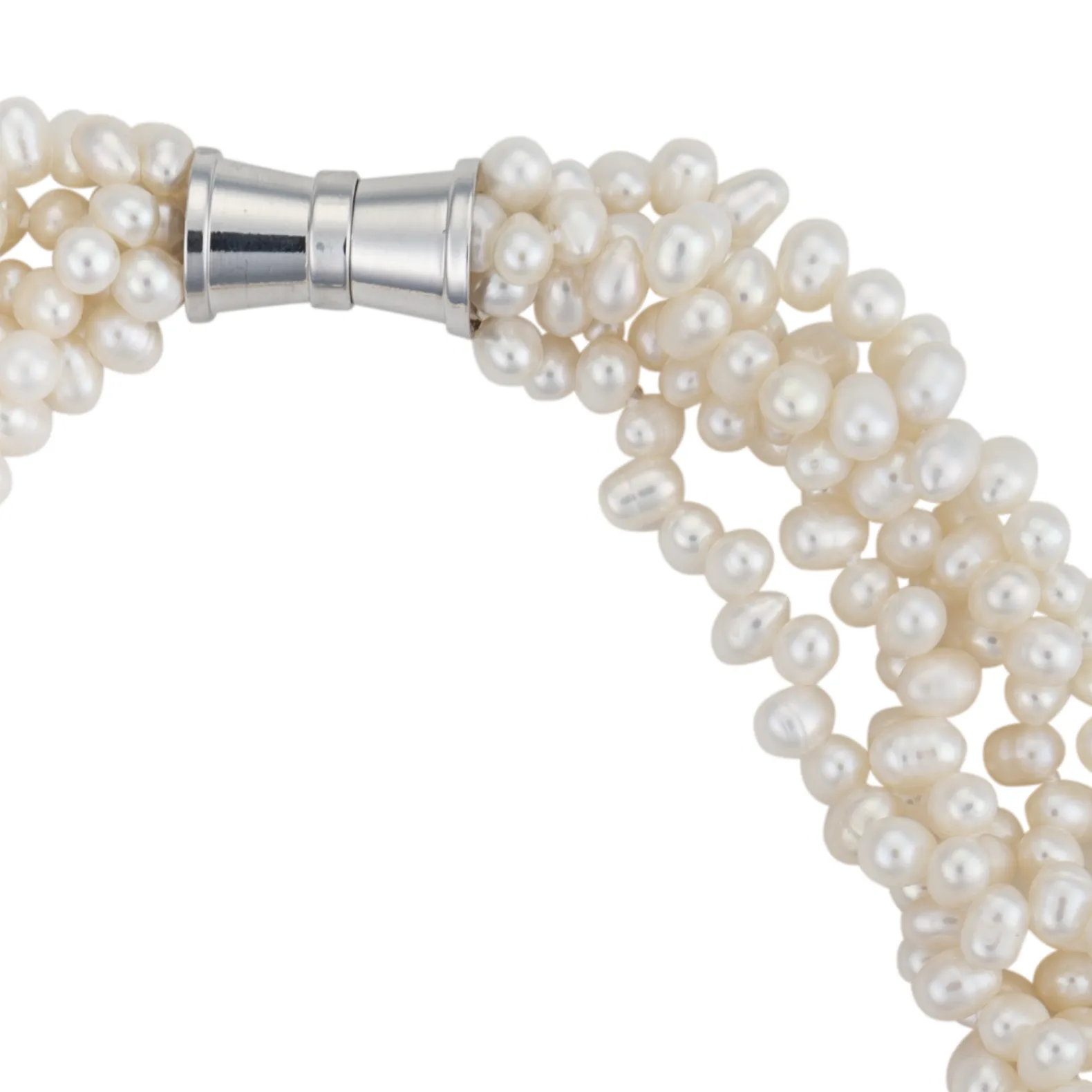 Five-strand white pearl necklace