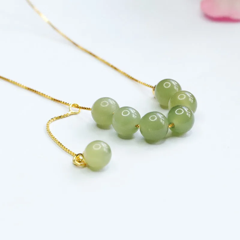 Fortune's Favor: Elegant S925 Silver and Natural Jade Beaded Necklace