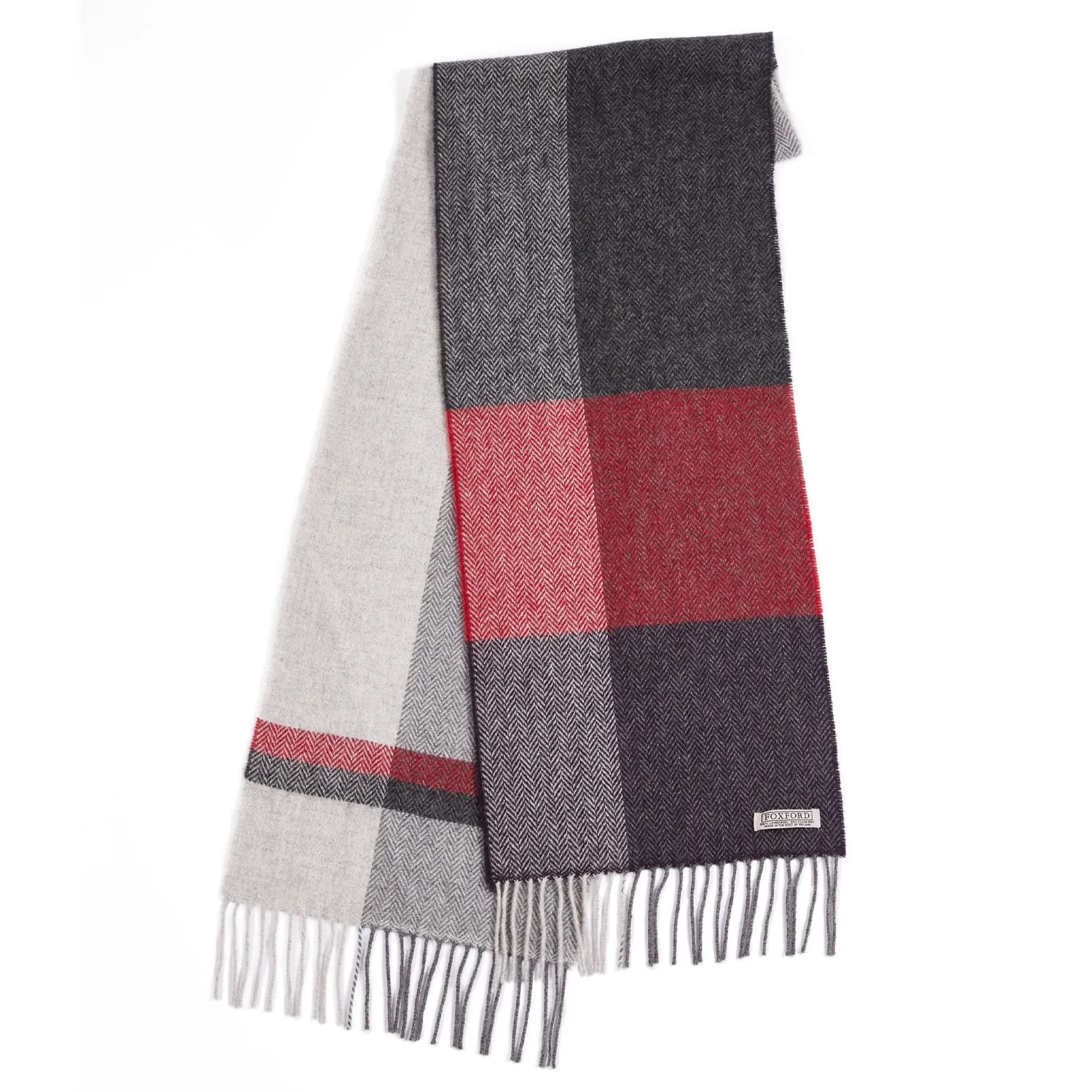 Foxford Aubergine Block Stripe Lambswool Scarf