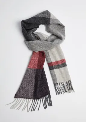 Foxford Aubergine Block Stripe Lambswool Scarf