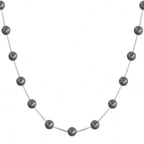 Freshwater Dyed Black Pearl Station Necklace