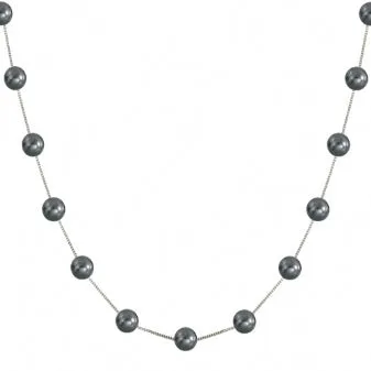 Freshwater Dyed Black Pearl Station Necklace