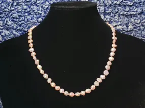 Freshwater Pink Pearl, Hand Knotted Silk Necklace, 17" with Rose Gold 3"Extender & Lobster Claw Clasp