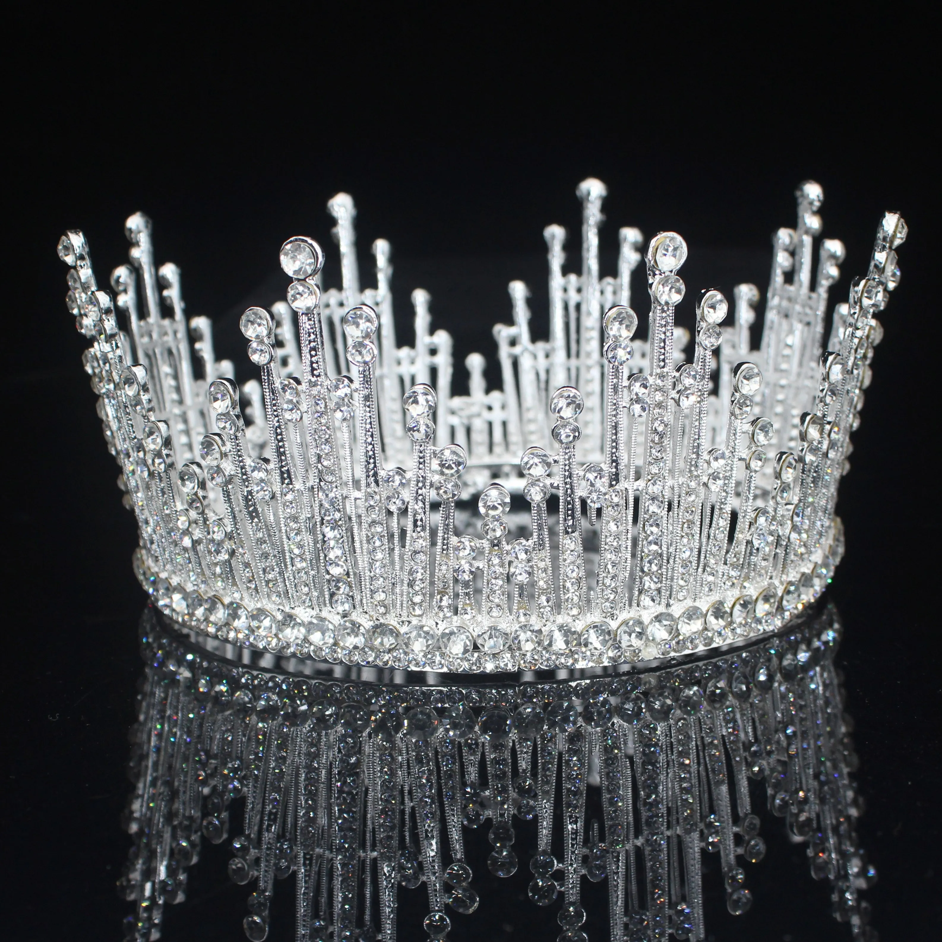 Full Crystal Queen Tiara Crown Wedding Bridal Pageant Hair Ornament Accessory