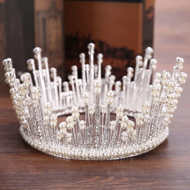 Full Crystal Queen Tiara Crown Wedding Bridal Pageant Hair Ornament Accessory