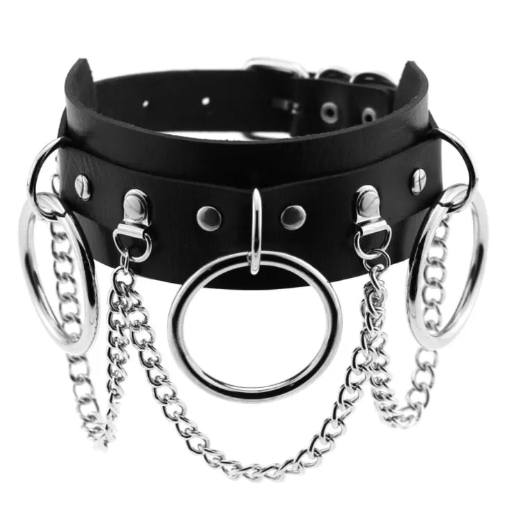 Funki Buys | Necklaces | Women's Punk Harajuku Black PU Leather Choker