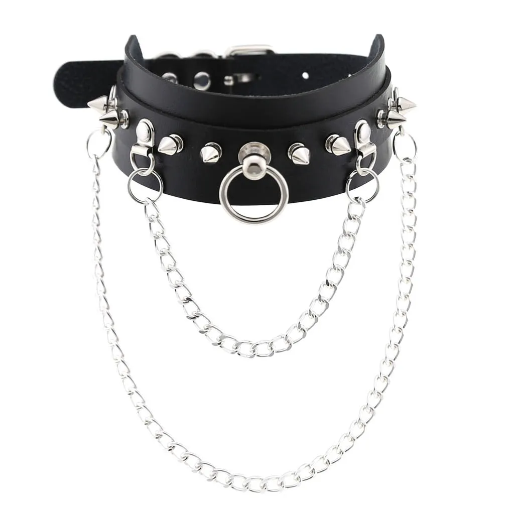 Funki Buys | Necklaces | Women's Punk Harajuku Black PU Leather Choker