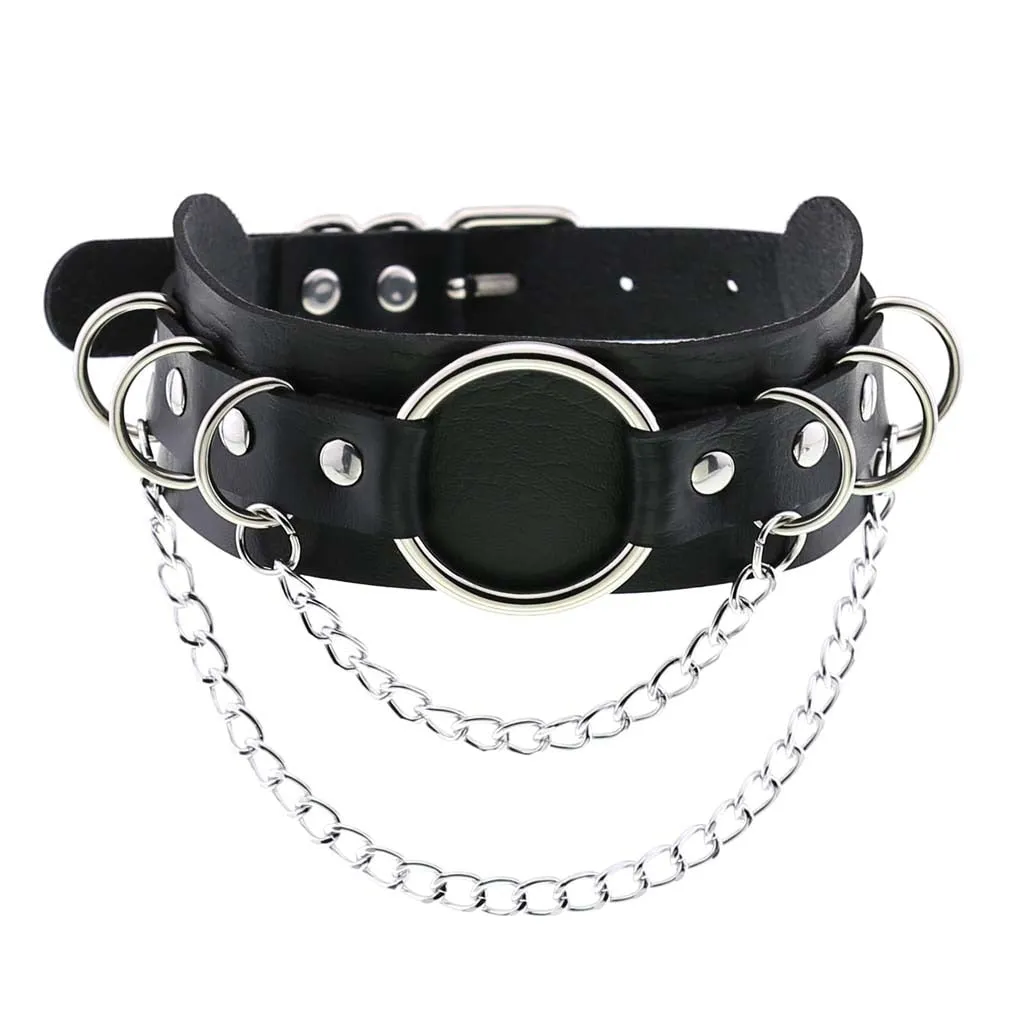 Funki Buys | Necklaces | Women's Punk Harajuku Black PU Leather Choker