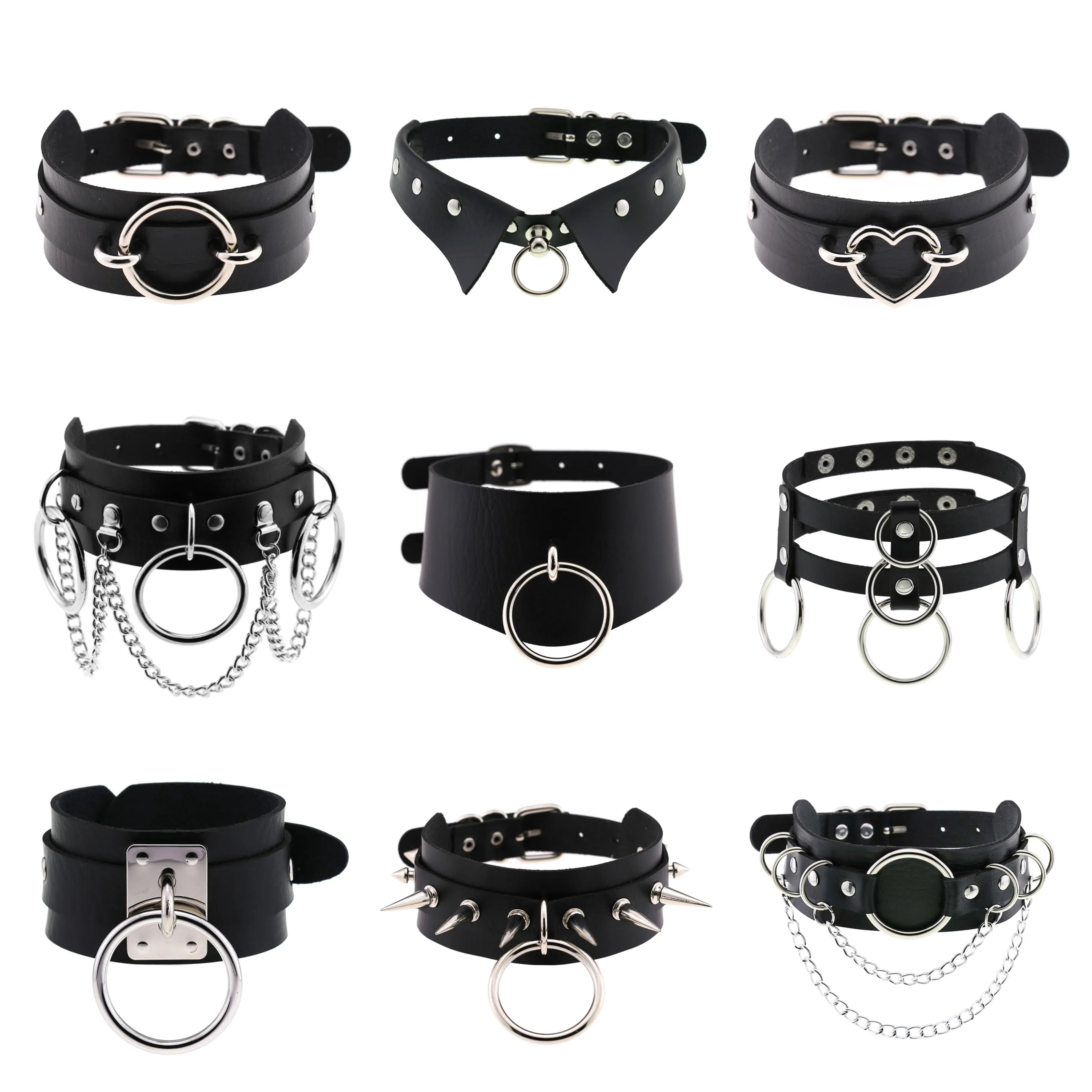 Funki Buys | Necklaces | Women's Punk Harajuku Black PU Leather Choker