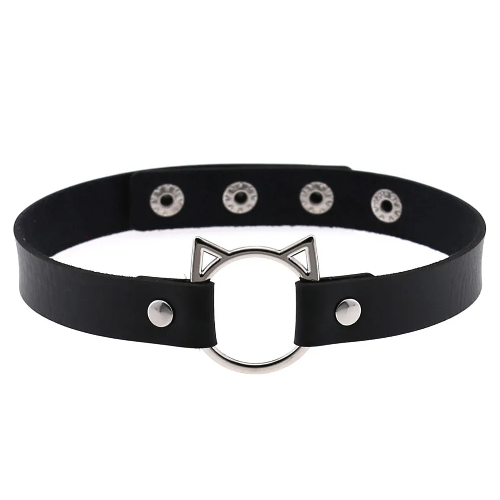 Funki Buys | Necklaces | Women's Punk Harajuku Black PU Leather Choker