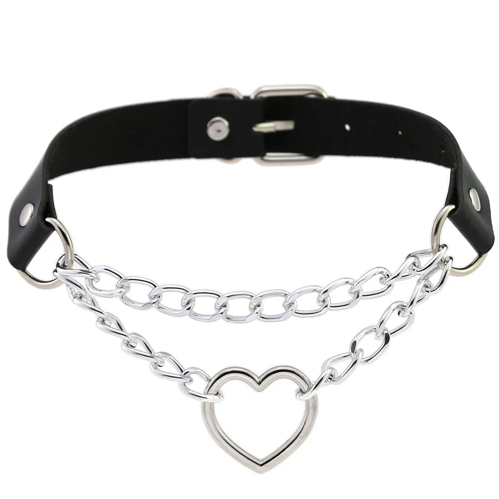 Funki Buys | Necklaces | Women's Punk Harajuku Black PU Leather Choker