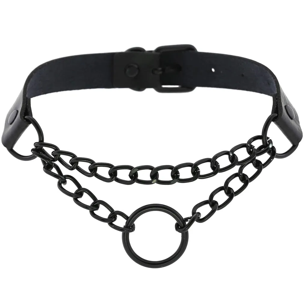 Funki Buys | Necklaces | Women's Punk Harajuku Black PU Leather Choker