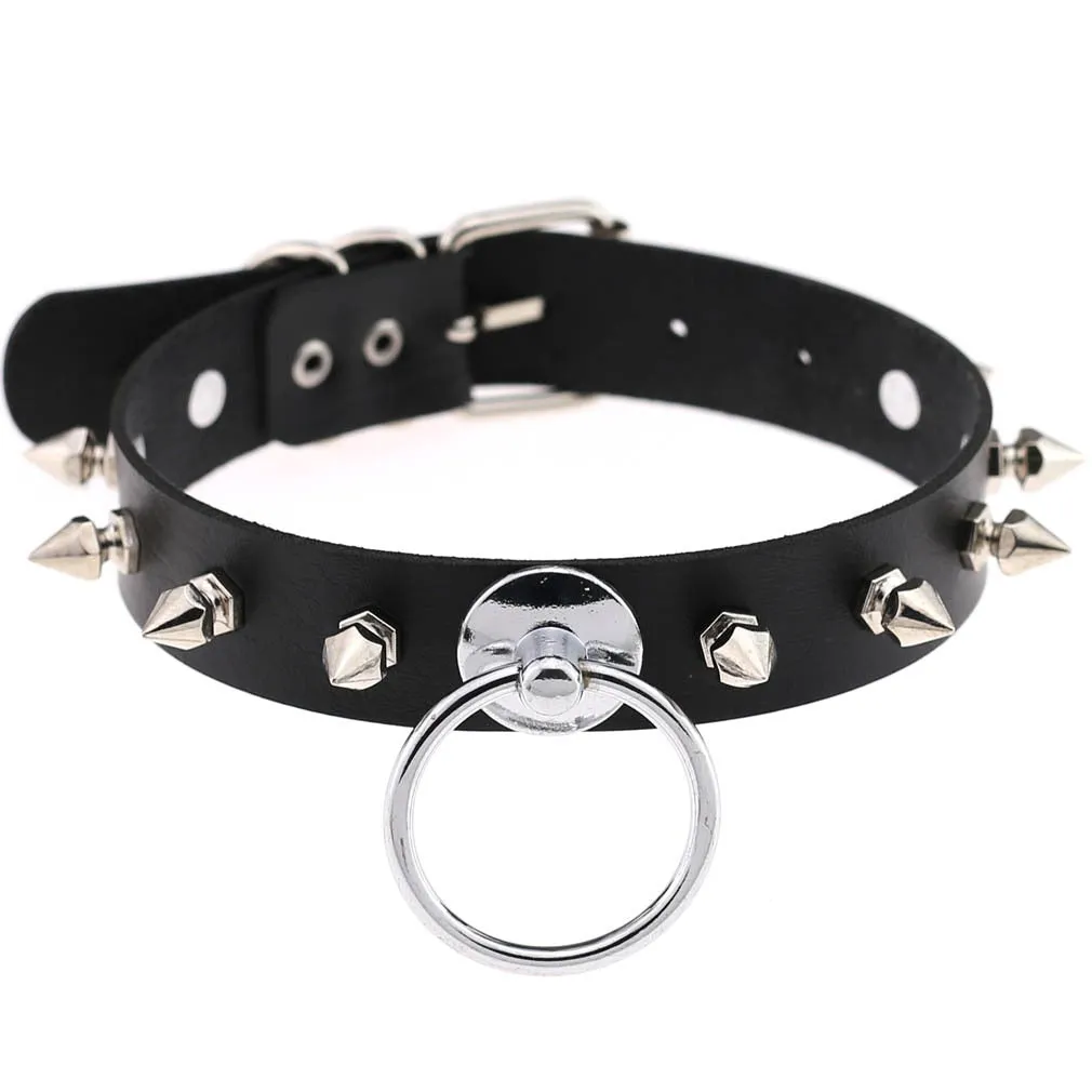 Funki Buys | Necklaces | Women's Punk Harajuku Black PU Leather Choker