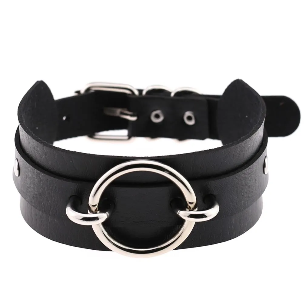 Funki Buys | Necklaces | Women's Punk Harajuku Black PU Leather Choker