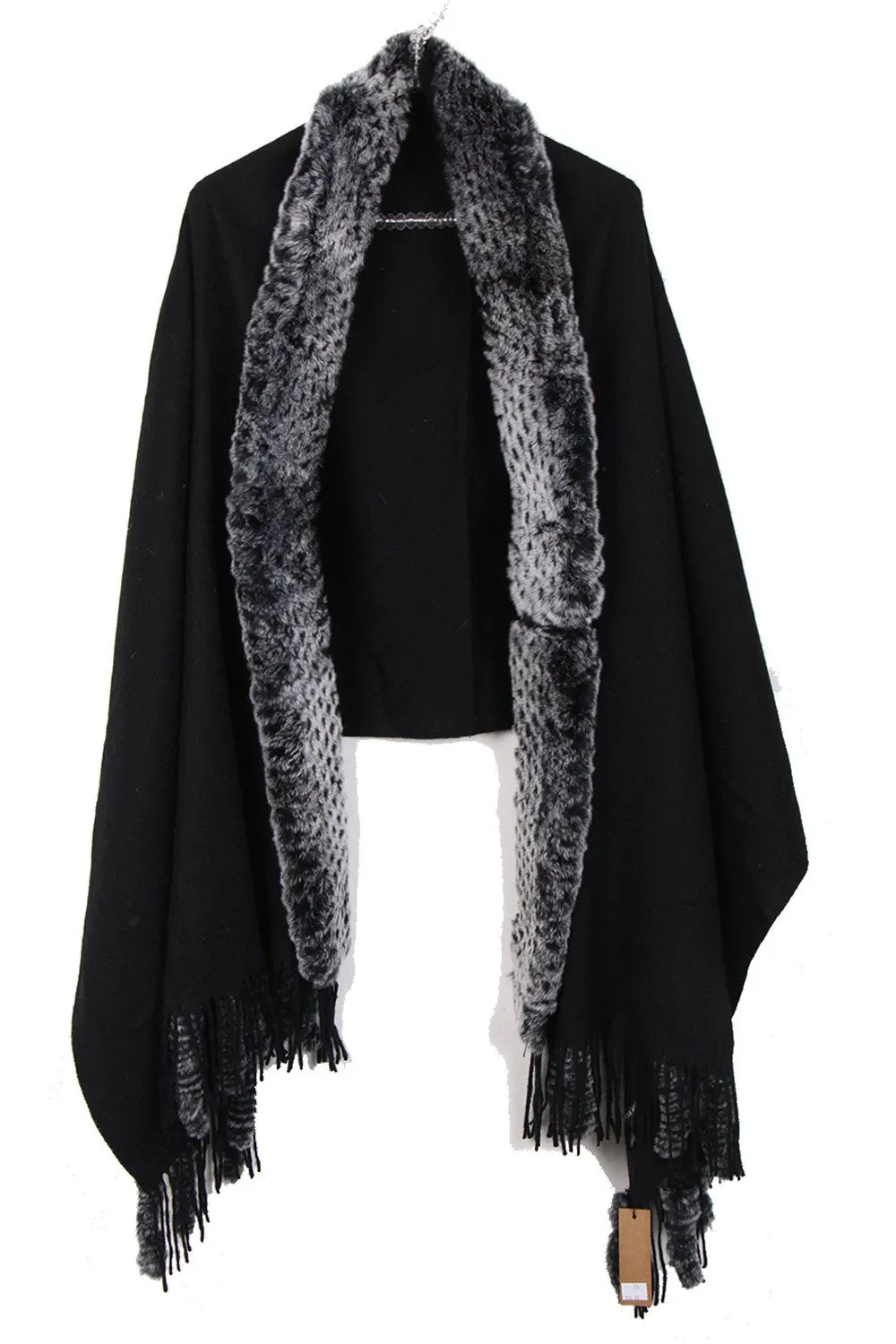 Fur Cashmere & Wool Shawl Wrap