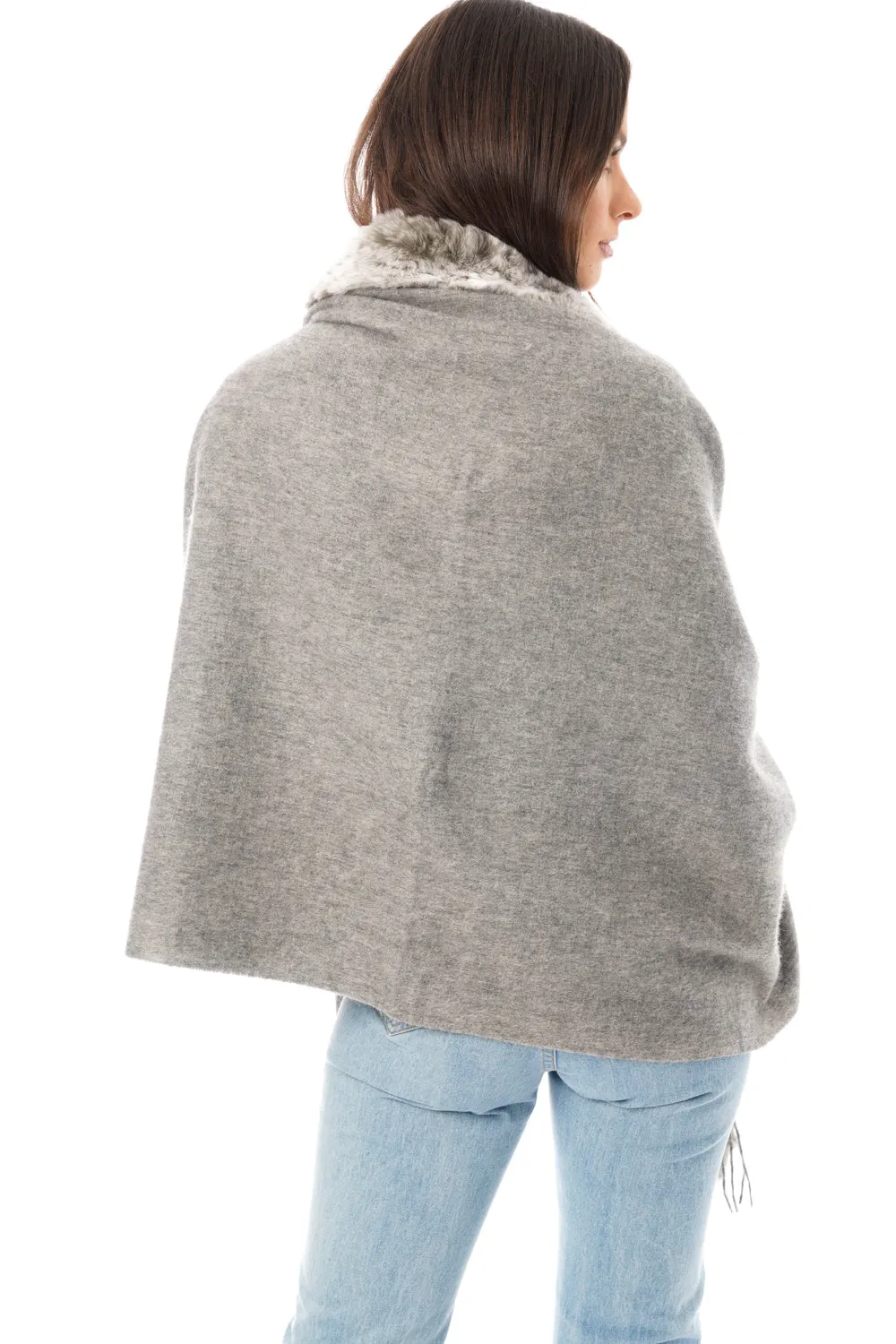 Fur Cashmere & Wool Shawl Wrap