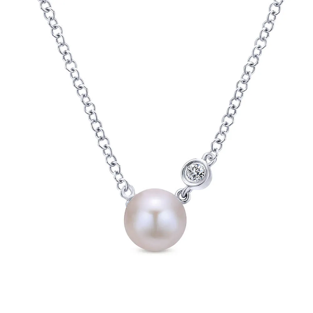 Gabriel & Co. Silver Pearl Necklace