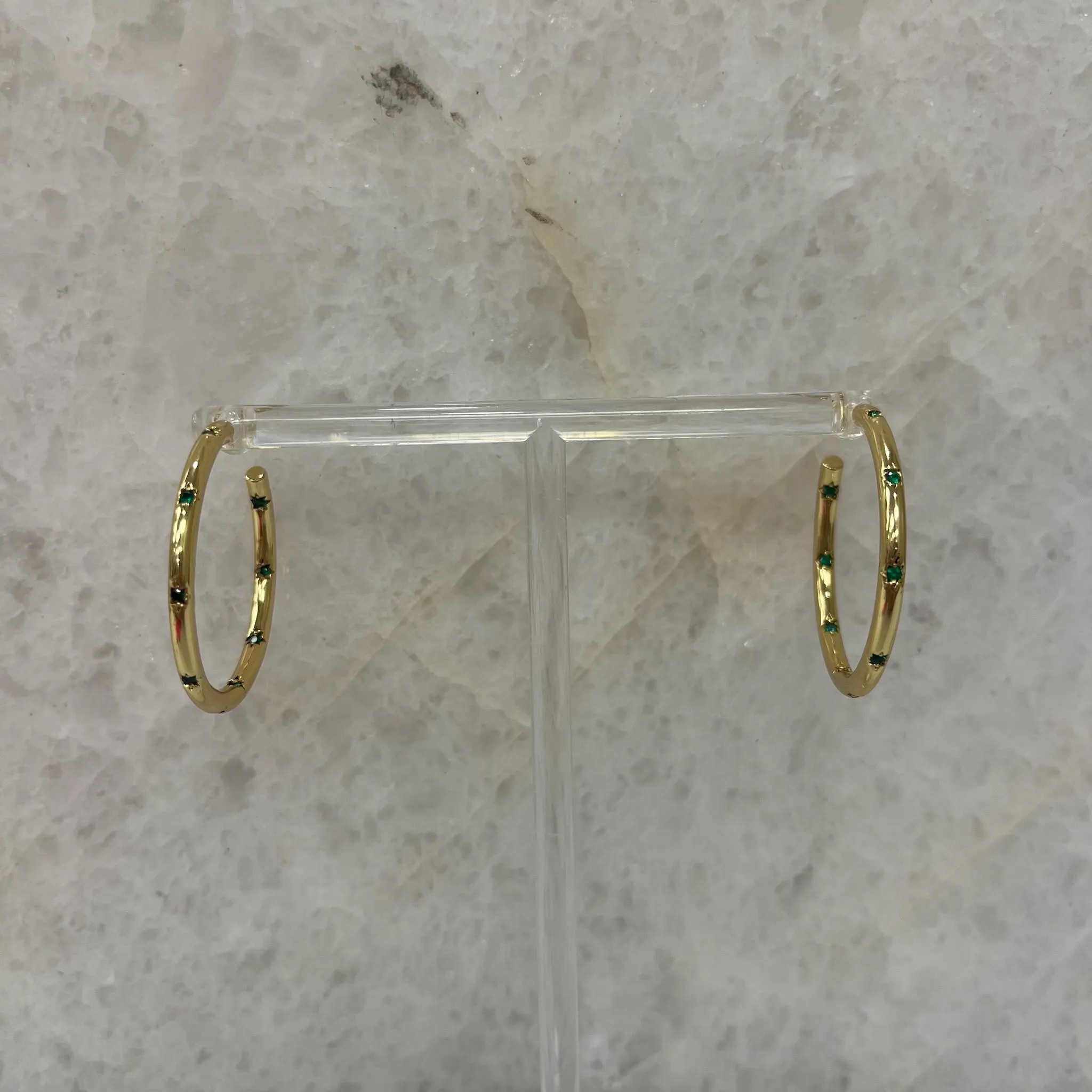 Gemstone Gold Hoops