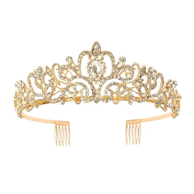 Girls Baroque Pink Crystal Crown Princess Bridal Tiaras in 7 Colors