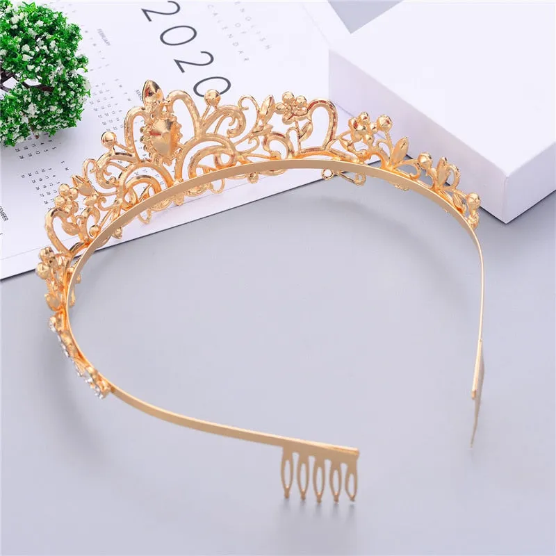 Girls Baroque Pink Crystal Crown Princess Bridal Tiaras in 7 Colors