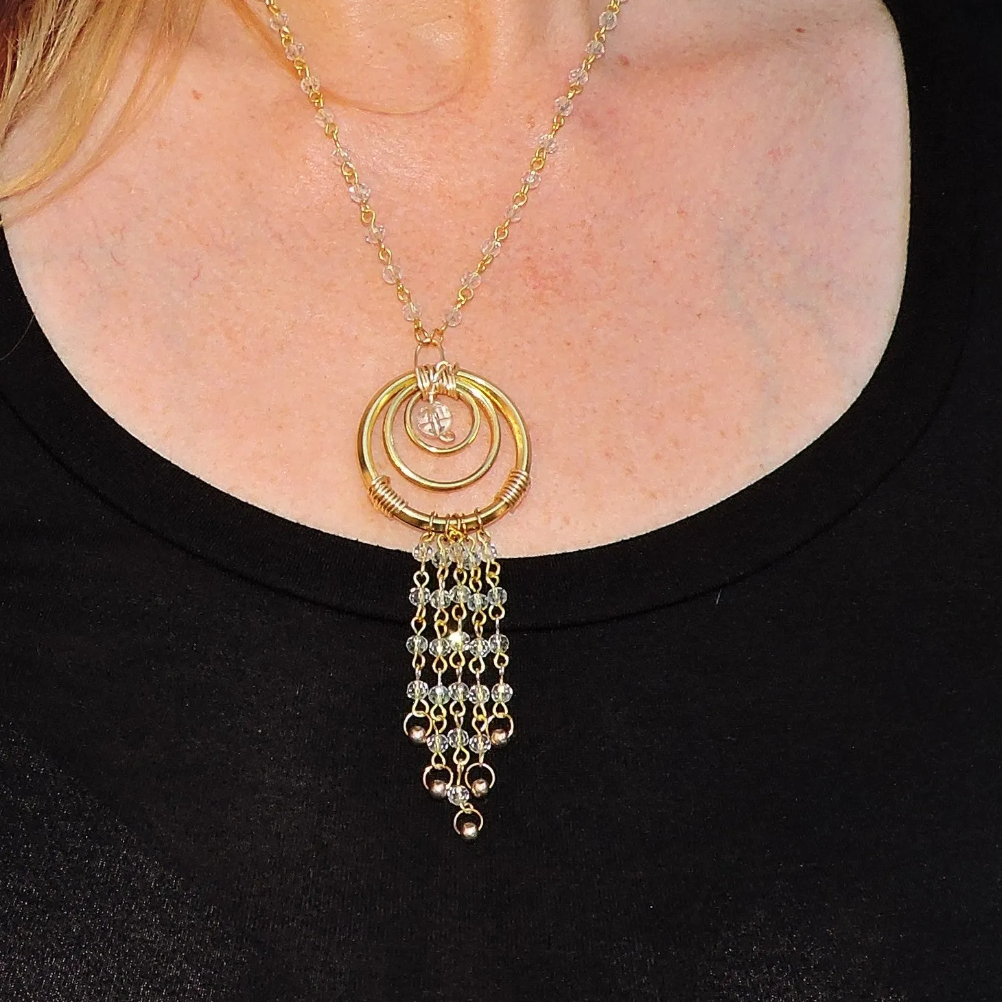 Gold and Crystal Chain with Swarovski Round Crystal Pendant