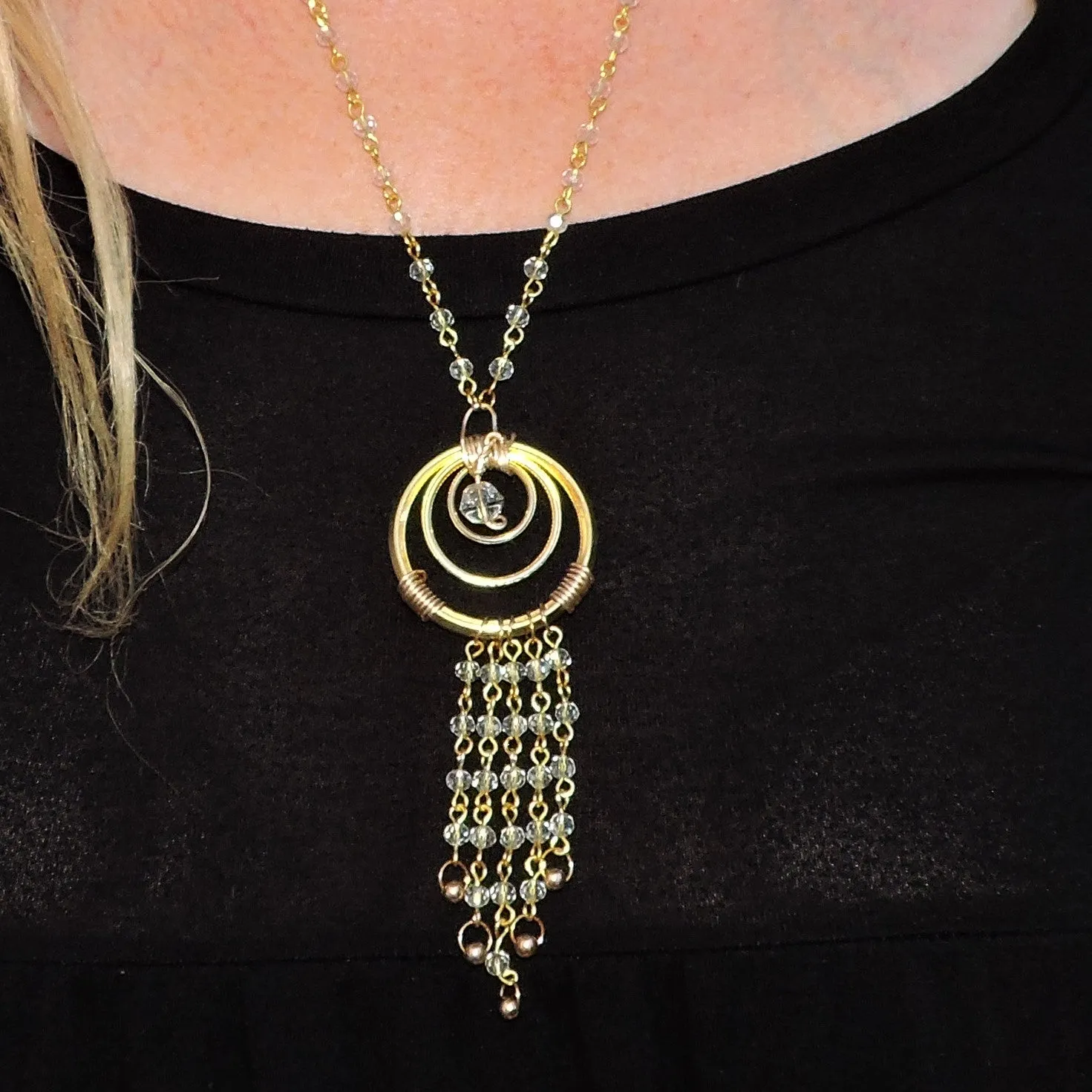 Gold and Crystal Chain with Swarovski Round Crystal Pendant