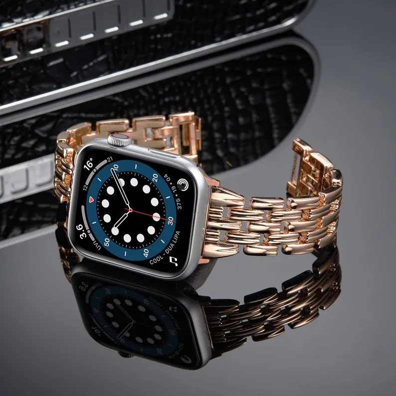 Gold Apple Watch Band, 38mm 40mm 42mm 44mm, Bling IWatch Band, Stainless Steel Iwatch Band, Luxury Strap, Women Bracelet