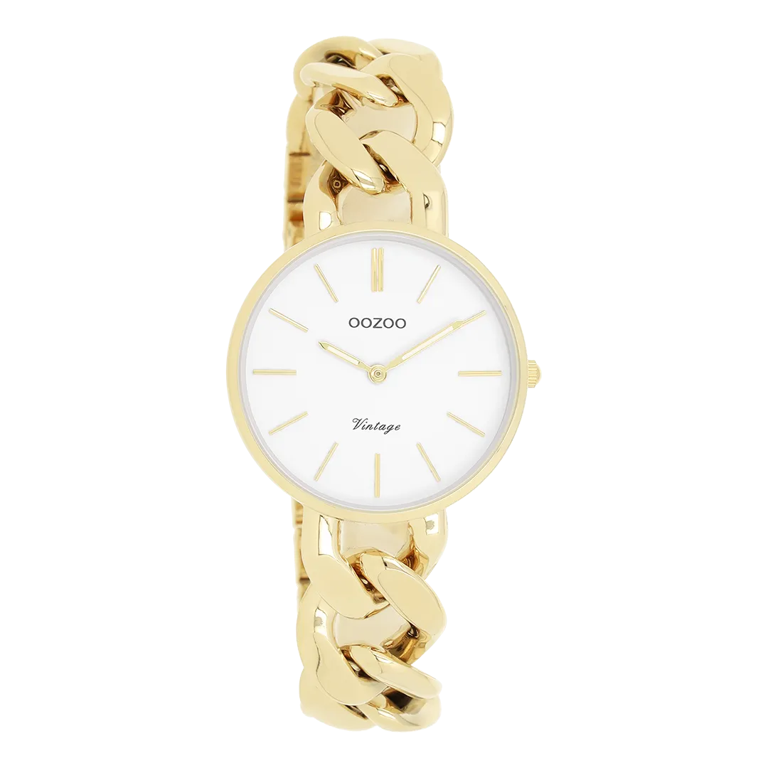 Gold coloured OOZOO watch with gold coloured chunky chain bracelet - C20357