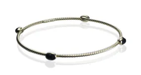 Gold Faceted Onyx Gem Bangle Bracelet