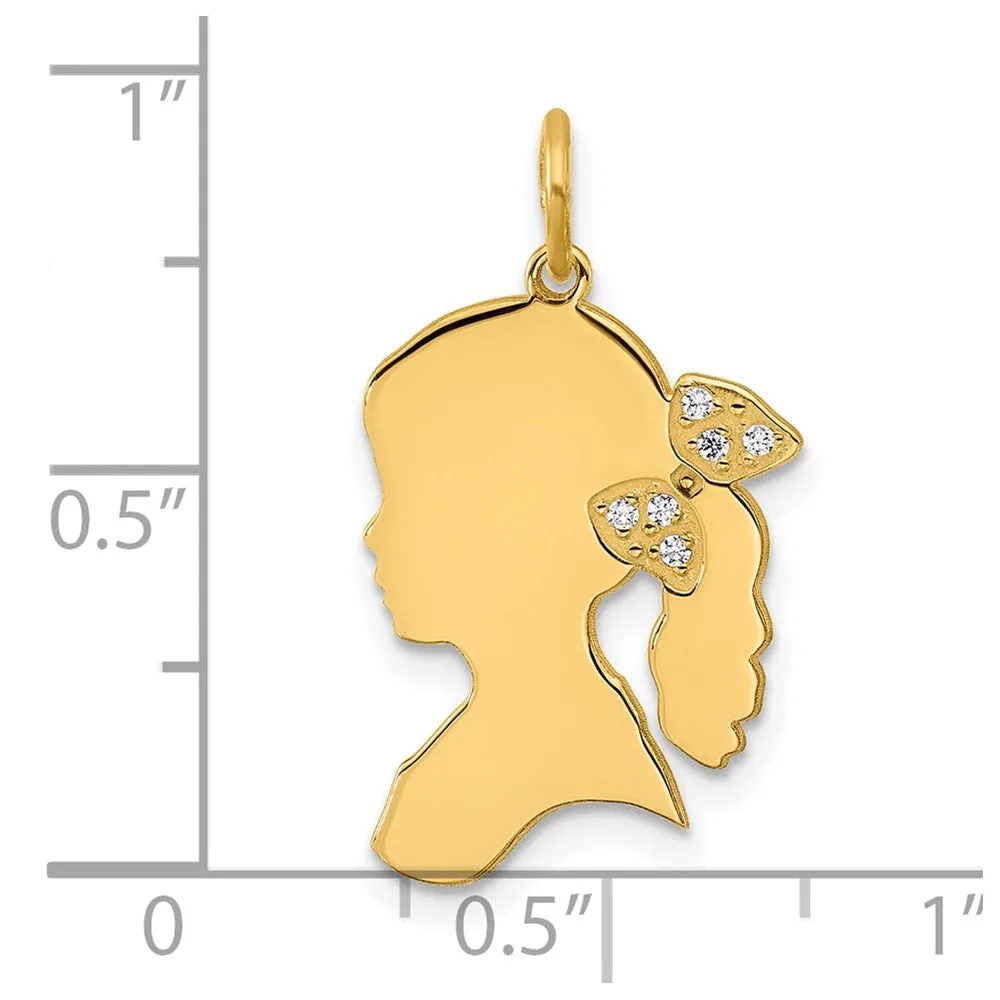 Gold Girls Silhouette with Diamond Bow Charm Necklace - Model XNA1475Y