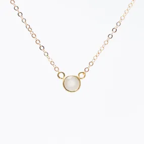 Gold Moonstone Comini Circle Stone Necklace