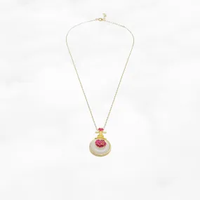 Gold Pipa Enamel Hetian White Jade Necklace