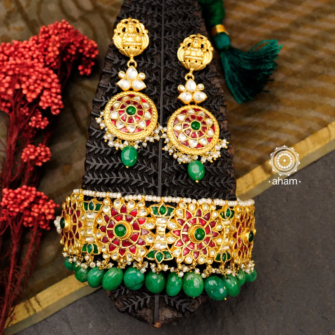 Gold Polish Silver Kundan Evergreen Choker Set