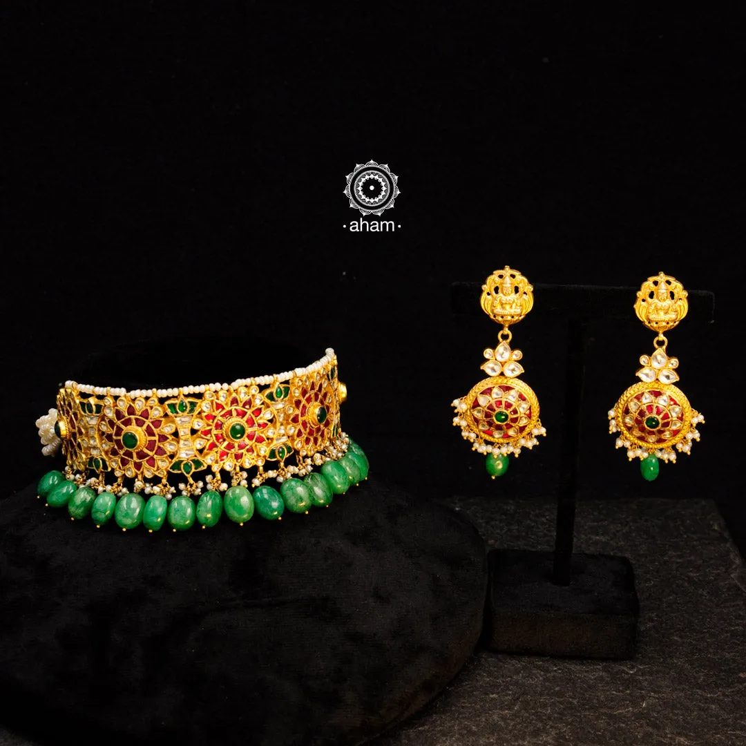 Gold Polish Silver Kundan Evergreen Choker Set